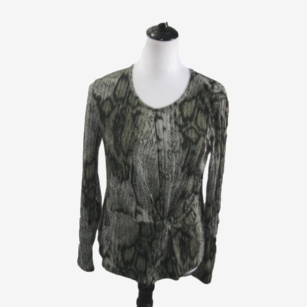 Inc Snakeskin Print Twist Waist Long Sleeve Top/Blouse Size Small